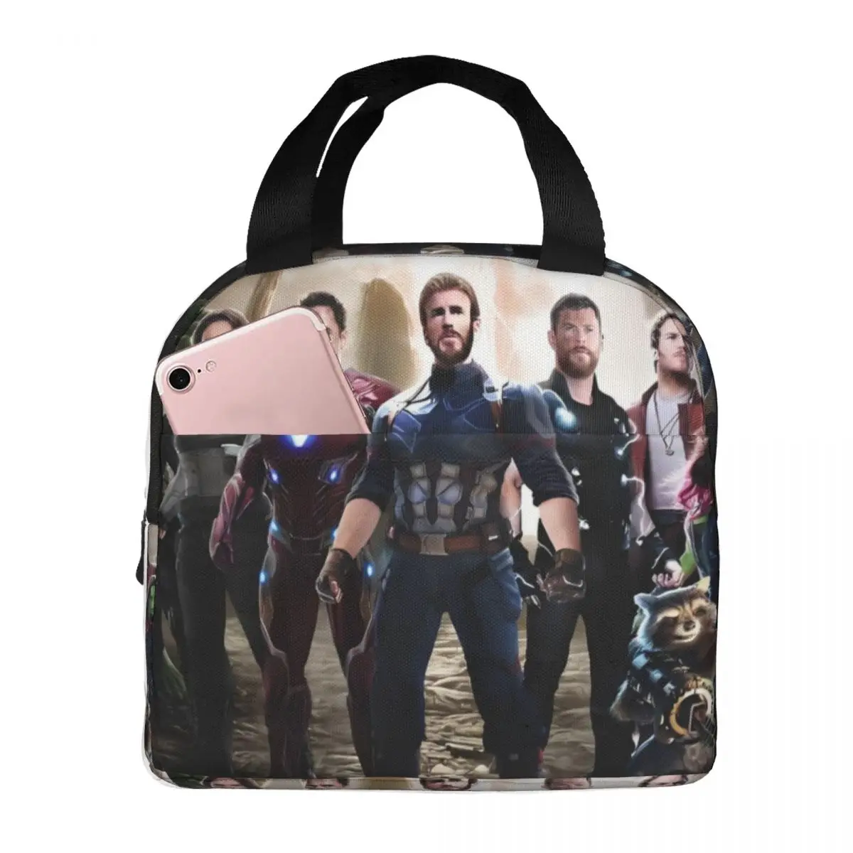 Iron Man Food Pouch Marvel Animation Iron Man Teenager Unique For Work Travel Storage Bags Zipper Closure