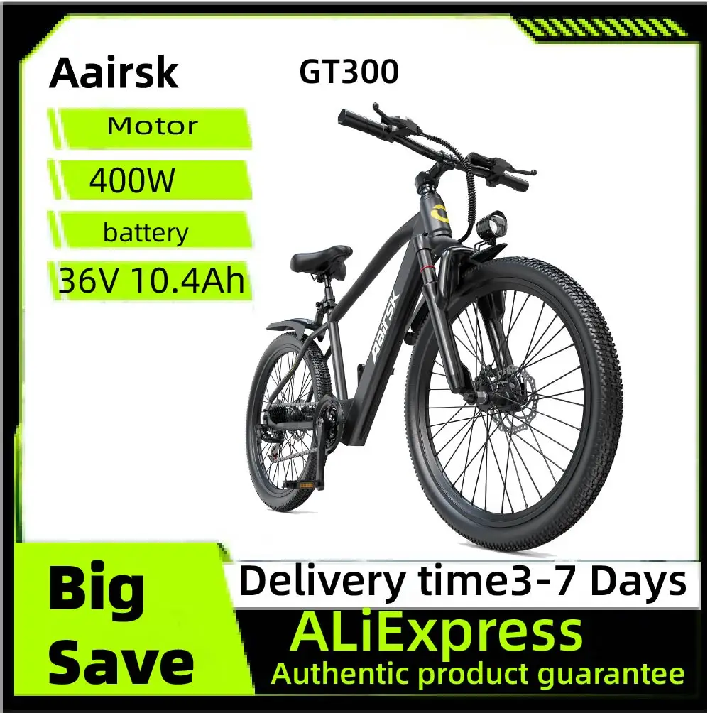 

Aairsk GT300 Adult E-bike 26 Inch Fat Tire E-Mountain bike Off-road Electric bicycle 400W Motor 36V 10.4Ah Battery Electric Bike