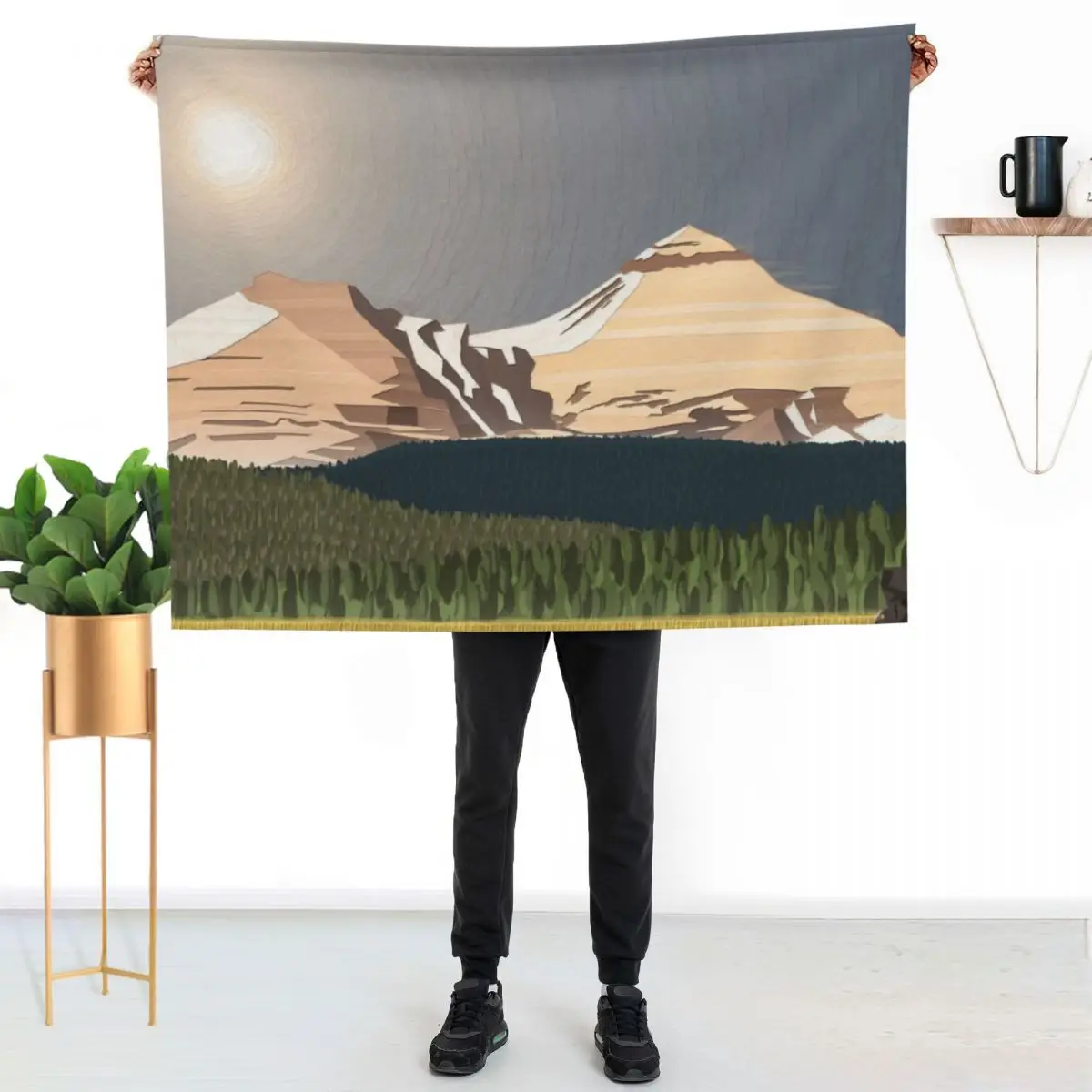 

Heat at Banded Peak Throw Blanket Multi Purpose Soft Warm Blanket for Home Travel