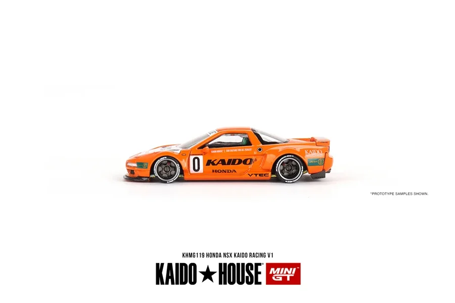 Kaido House + minigt 1/64 Honda NSX kaido V1แข่งรถ KHMG119ลูกเต๋าของเล่นรถโมเดลโลหะหล่อมอเตอร์รถยนต์สำหรับเด็ก