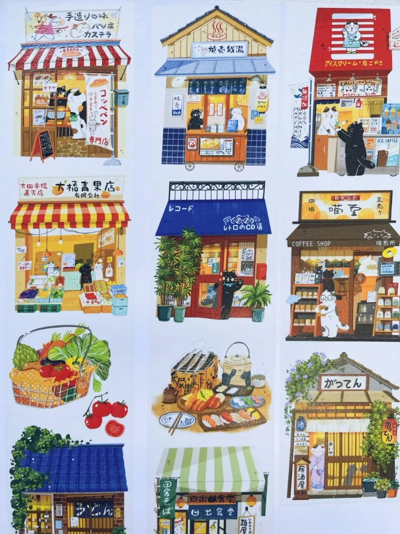 Vintage Japanese Shop Lovely Cat PET Washi Tape Craft Supplies DIY Scrapbooking Card Making Decorative Plan Sticker