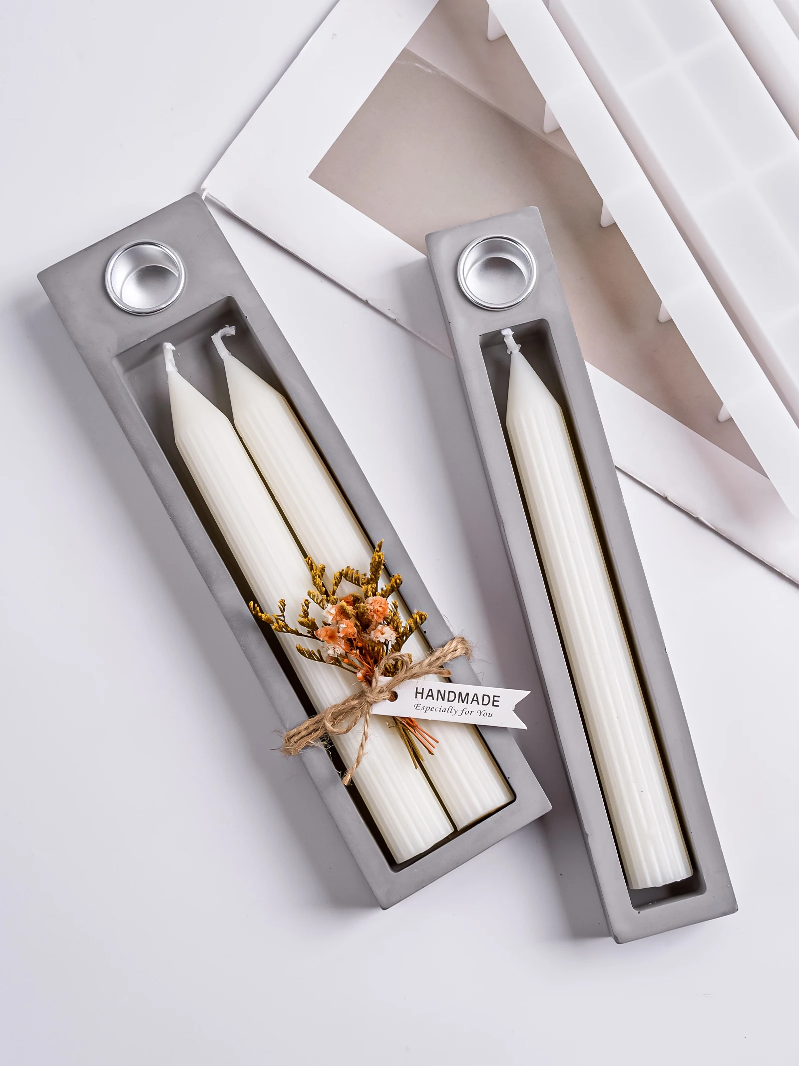 Minimalismus Lange Kerzenhalter Aufbewahrungsbox Silikonform Handgemachter Kerzenständer Beton Gipsform Geschenke Box Handwerk Home Decor