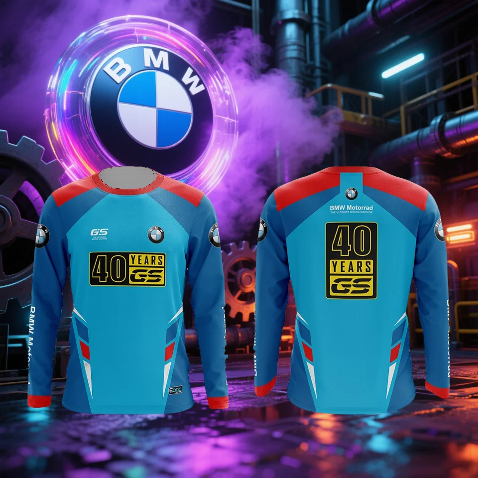 

Summer New Racing BMW T-shirt Men's Long-sleeved T-shirt BMW Print T-shirt Sweat-absorbing Breathable Quick-drying Moto T-shirt