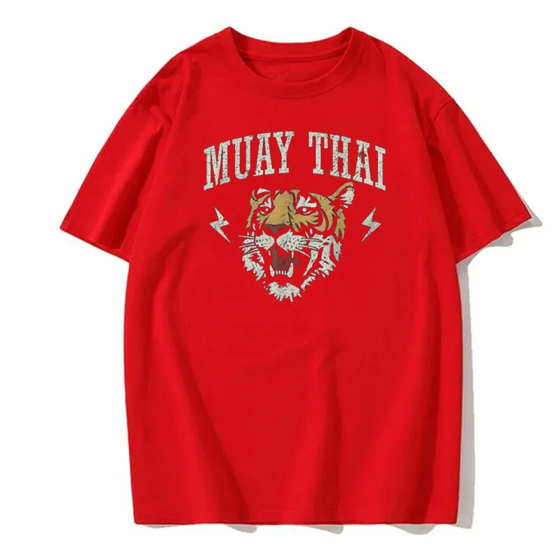 Muay Thai sztuki walki tygrys Kickboxings T-Shirt 100% bawełna O-Neck lato z krótkim rękawem Casual męska odzież męska koszulki z nadrukami