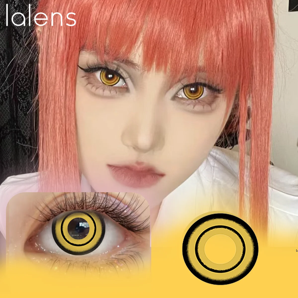 Lalens Gelbe Farbkontaktlinsen 14,5mm 1 Paar Halbjährlich Einweg Weiche Linsen Anime Cosplay Halloween Party Augen-Make-up – Detail 5