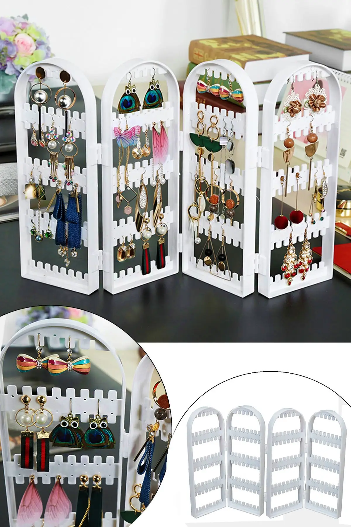 Folding Earrings And Jewelry Regulator White, 240 Pcs for Jewelry, Less Space, Decorative Jewelry Organizer, decorative Jewelry Cabinet