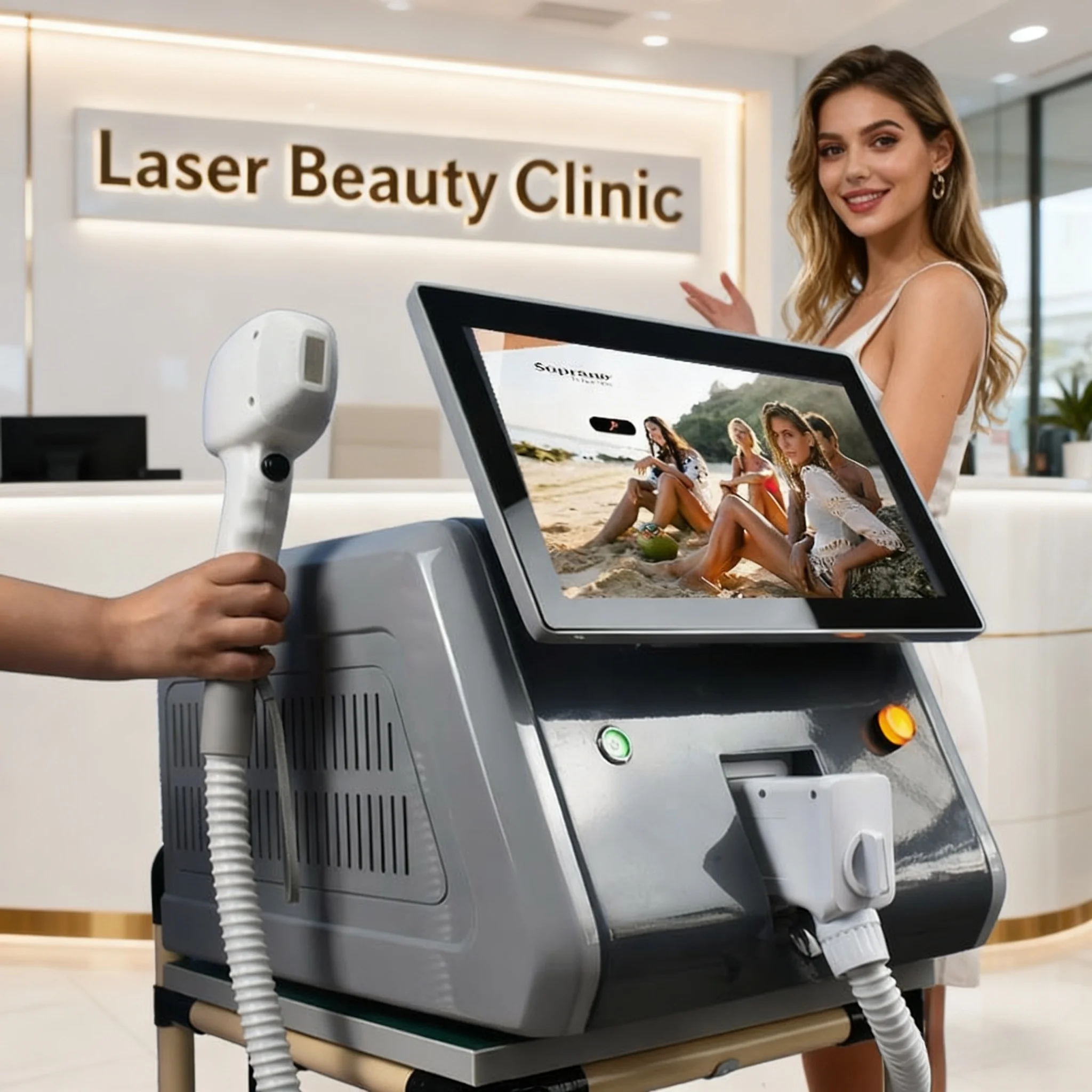 2026 Pro Handheld DiodeHair Removal 755 808 940 1064nm Portable Water Air Cool 3000W CE Machine