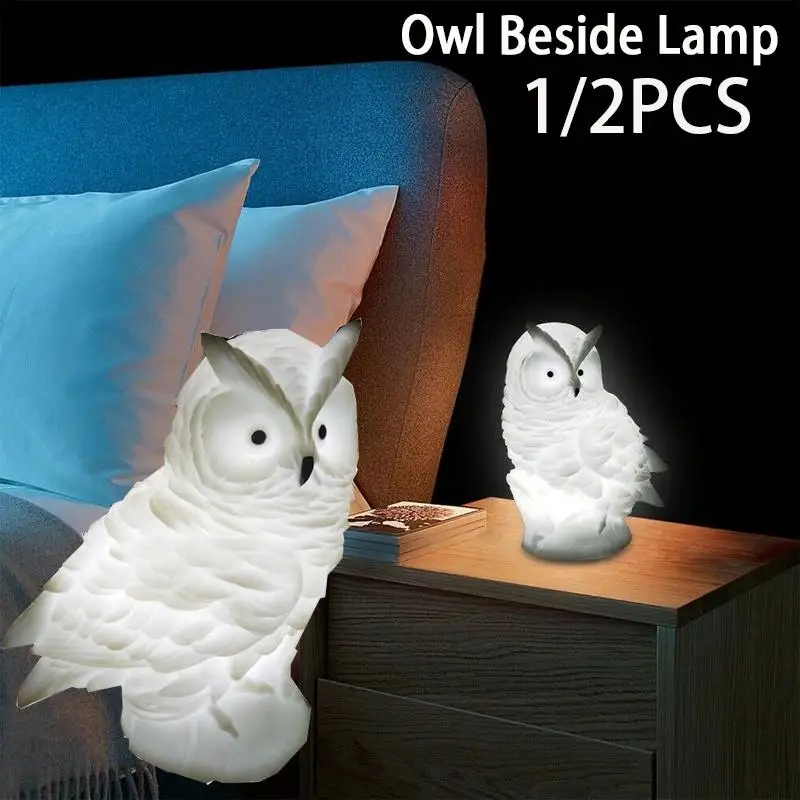 

LED Bedside Table Lamp Owl Shape Battery Powered Animal Night Light for Bedroom