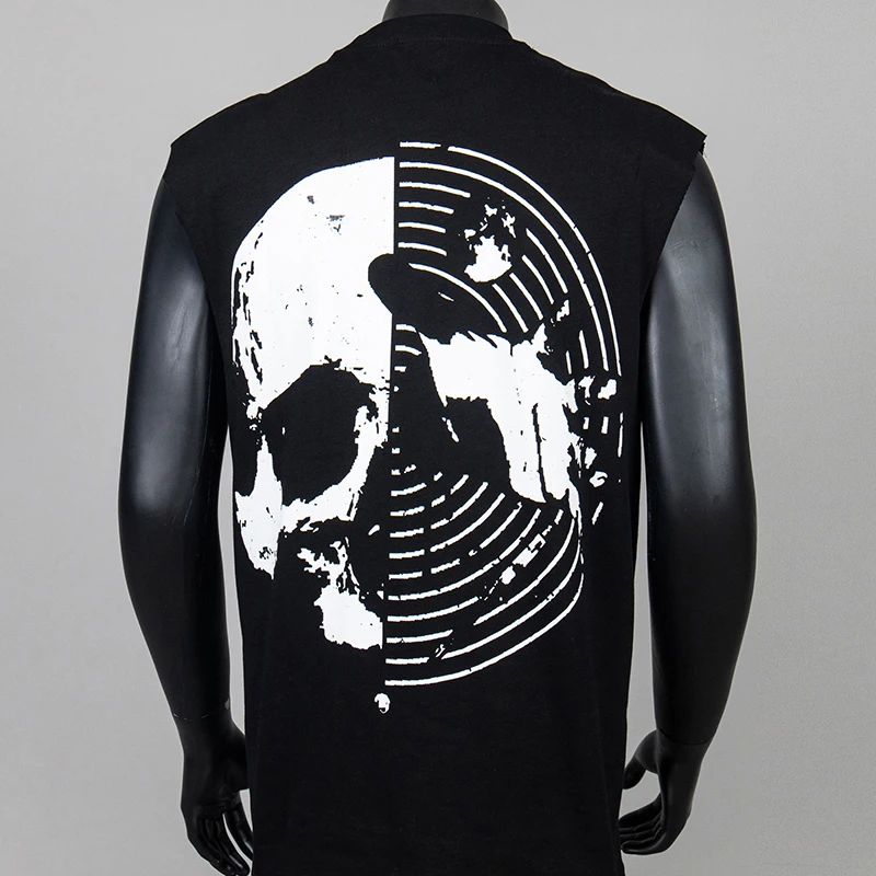 

Retrovert Sleeveless Street Fashion Washed Distressed Pattern Print Men Women Versatile Trendy T-Shirt