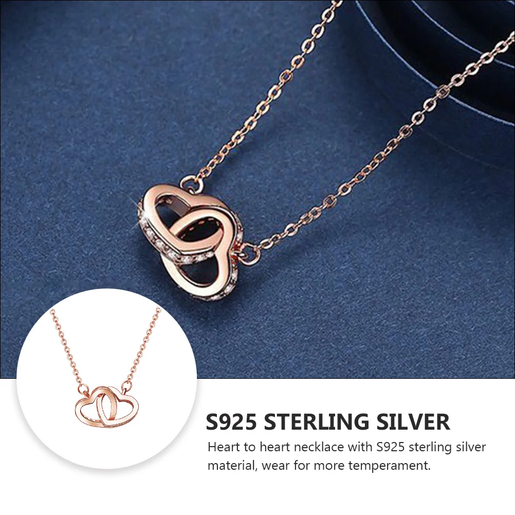 

S925 Sterling Silver Heart Shaped Necklace Sweater Pendant Collarbone Accessory Birthday Gift Travel Commemoration Graduation