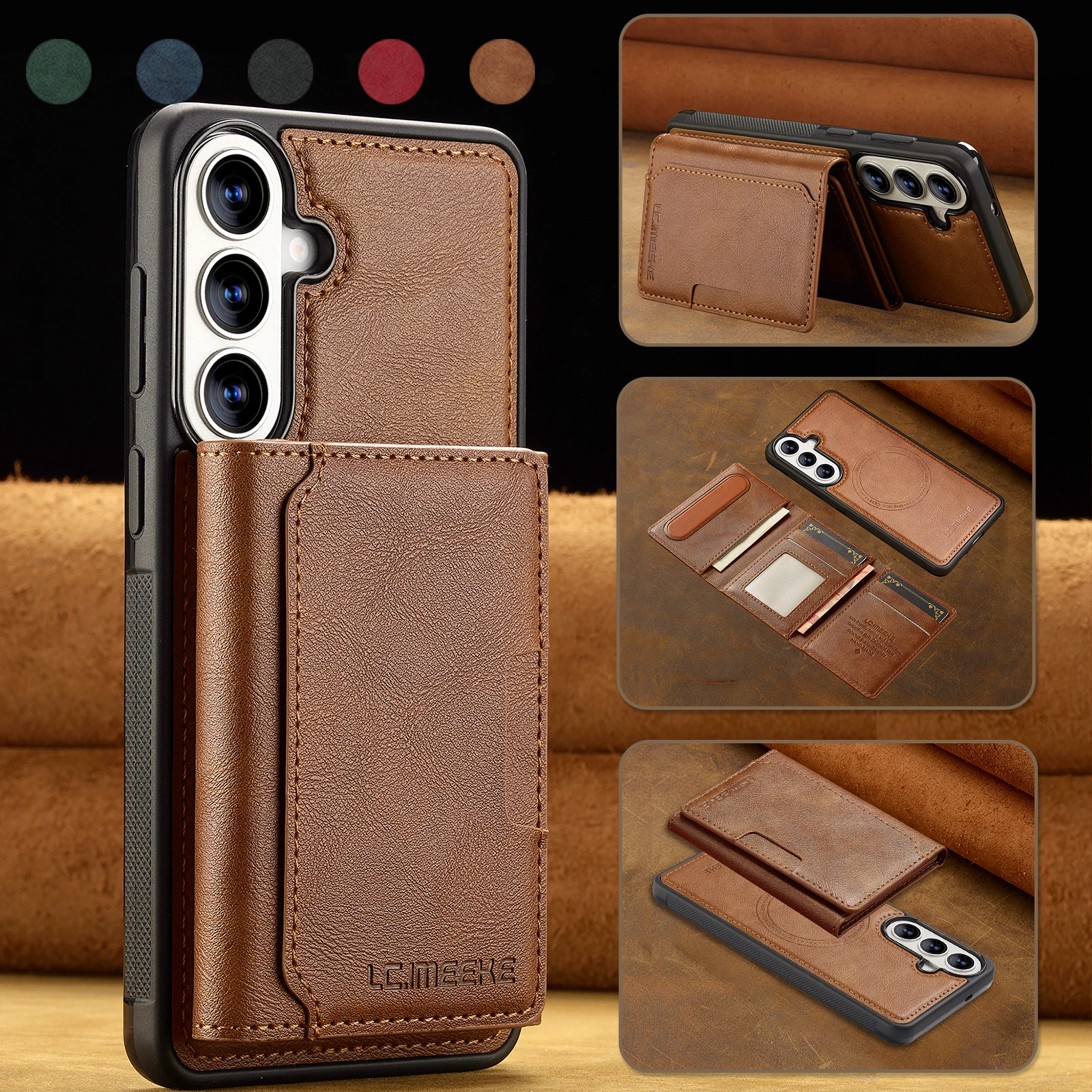 Etui z odłączanymi kartami magnetycznymi, portfelem i bezprzewodowym ładowaniem do Samsunga S26 Ultra S25 Plus S24 S23 A57 A37 A36 A56 A17 — zdjęcie produktu 6