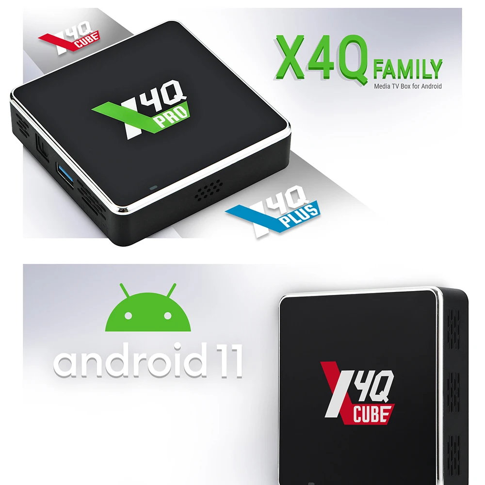 UGOOS X4Q Pro Smart TV BOX Android 11 Amlogic S905X4 LPDDR4 4GB 32GB Winevine L1 CEC HDR 1000M BT 4K Cube 2GB16GB Plus 4GB 64GB