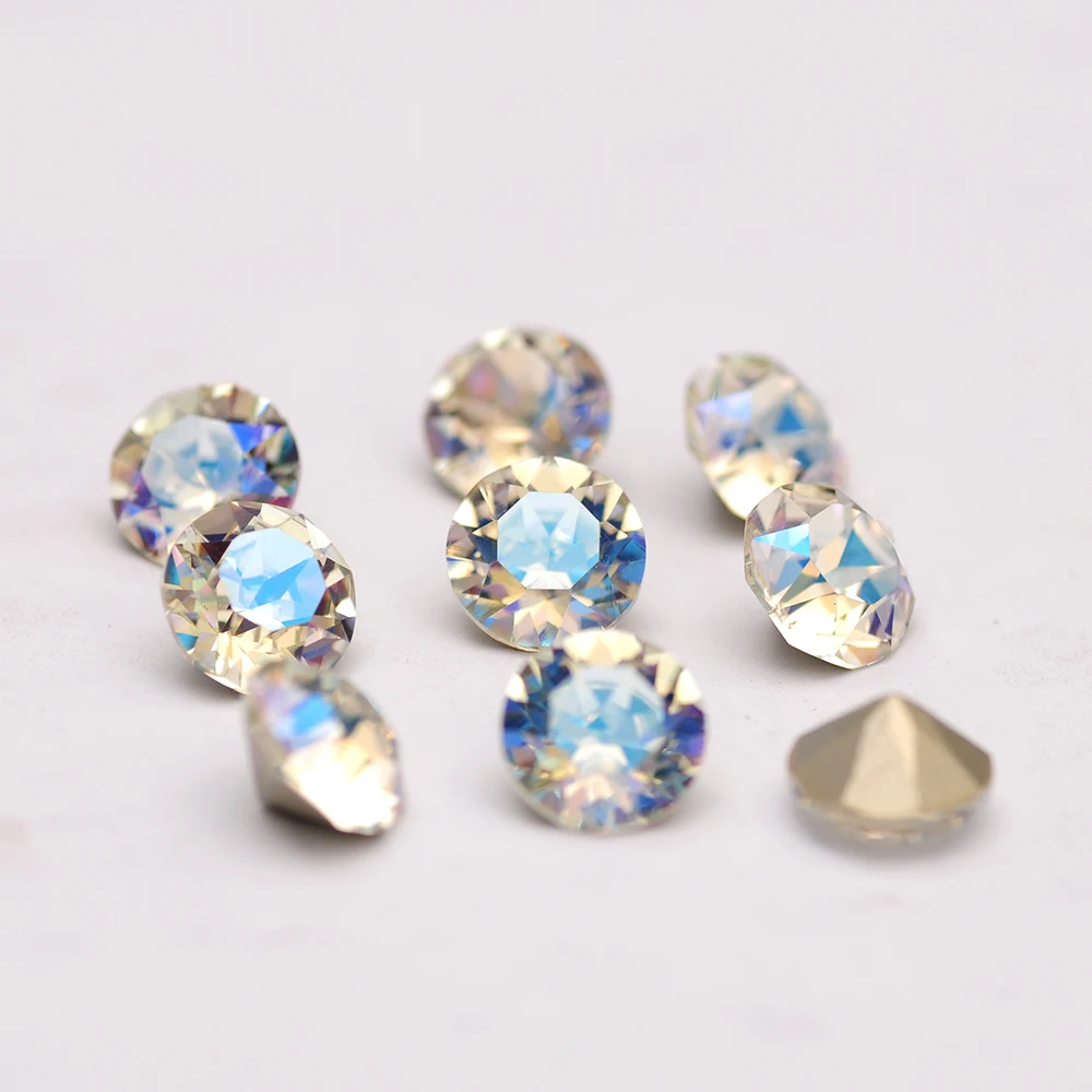 10PCS Super Bunte 5A Xirius Strass DIY Schmuck Machen Glas Perlen Pointback Runde Kleber Auf Nail art Zubehör Kristalle – Detail 23