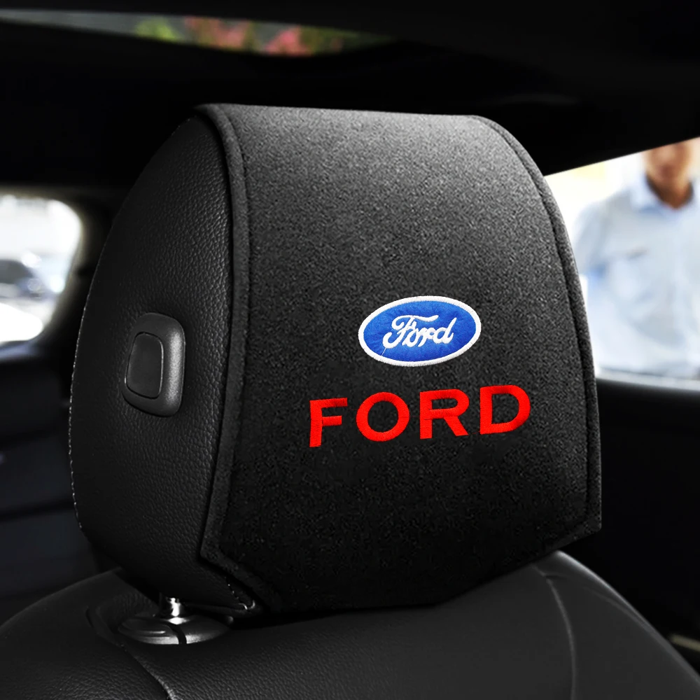 For Ford Focus Fusion Escort Kuga Ecospor Car Headrest Cover Head Rest Cushion Leather Neck Pillow Case Car Interior Accessories