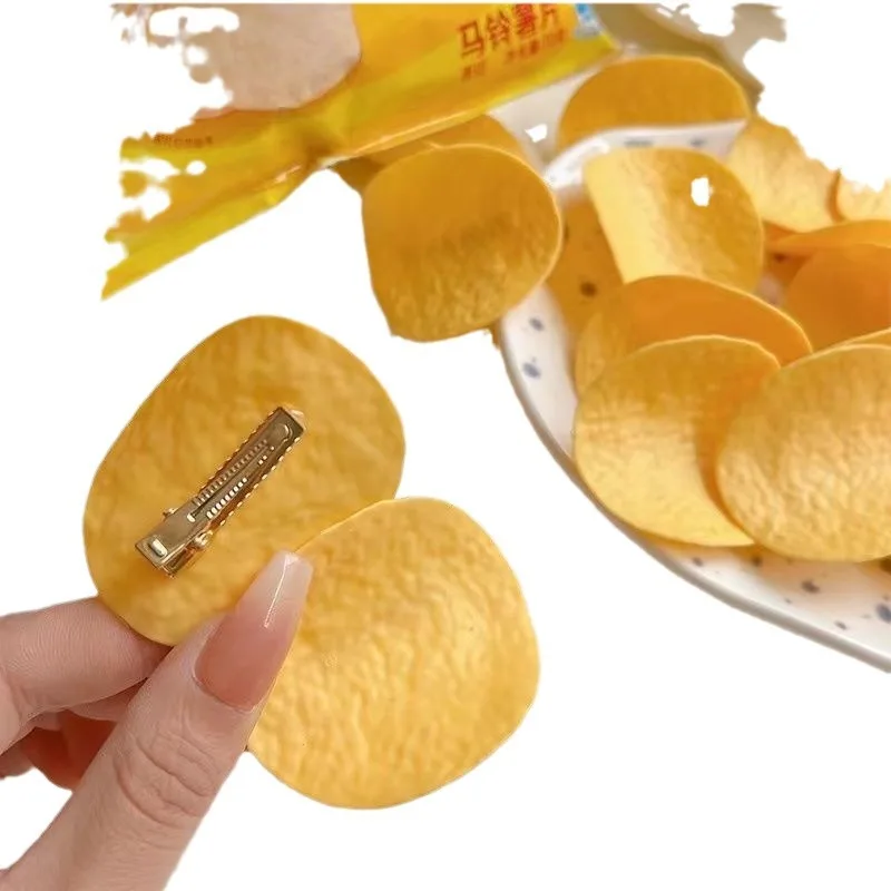 10Pc Creative Simulation Potato Chip Hair Clip for Girls Funny Snack Duck Bill Clip Side Clip Hairpin Headwear Hair Accessories