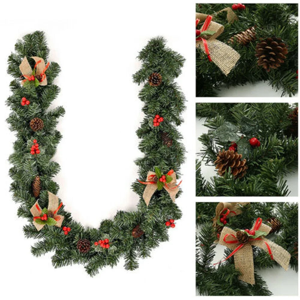 

180cm Christmas Simulated Vine Decorations With Berries Pine Cones For Christmas Xmas Tree Garland Fireplace Artificial Decor