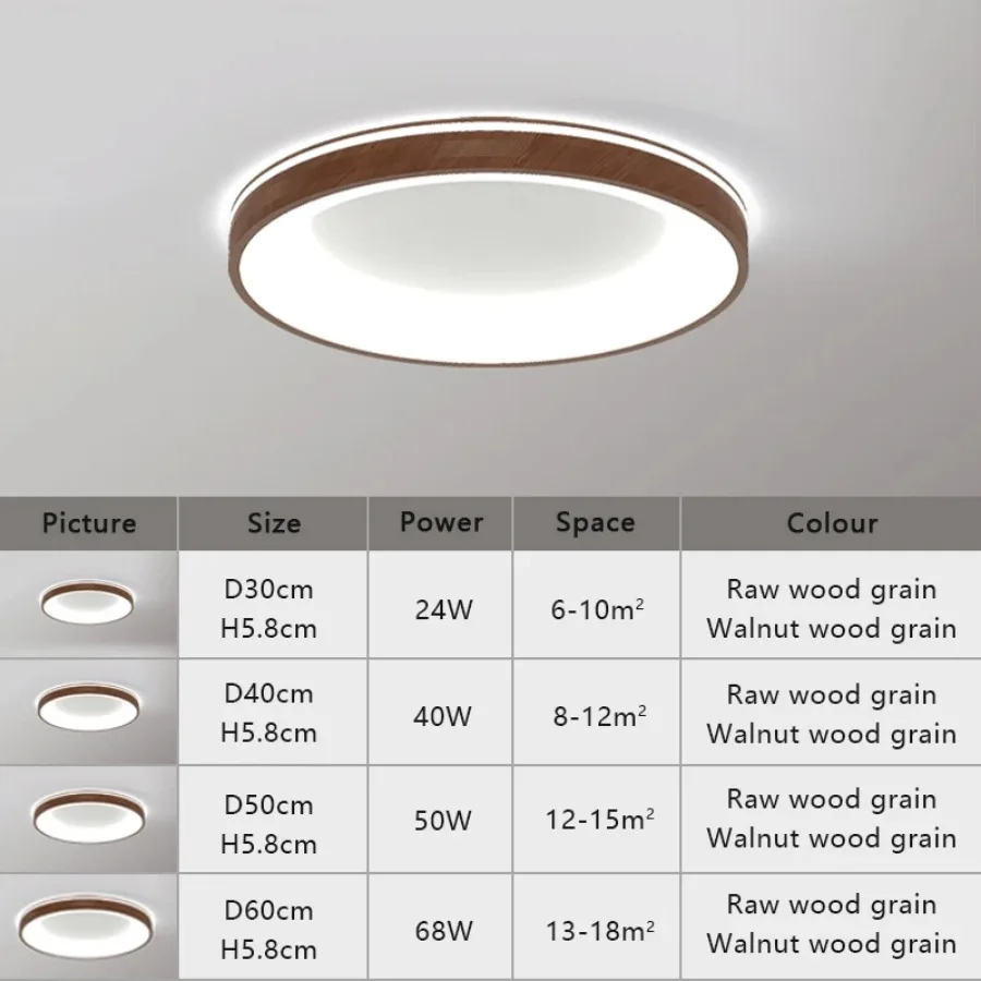 Imagem -06 - Moderno Led Luz de Teto com Simples Circular Madeira Grão Grande Porte Lâmpada do Teto Sala de Jantar Sala Quarto Estudo Luzes Home