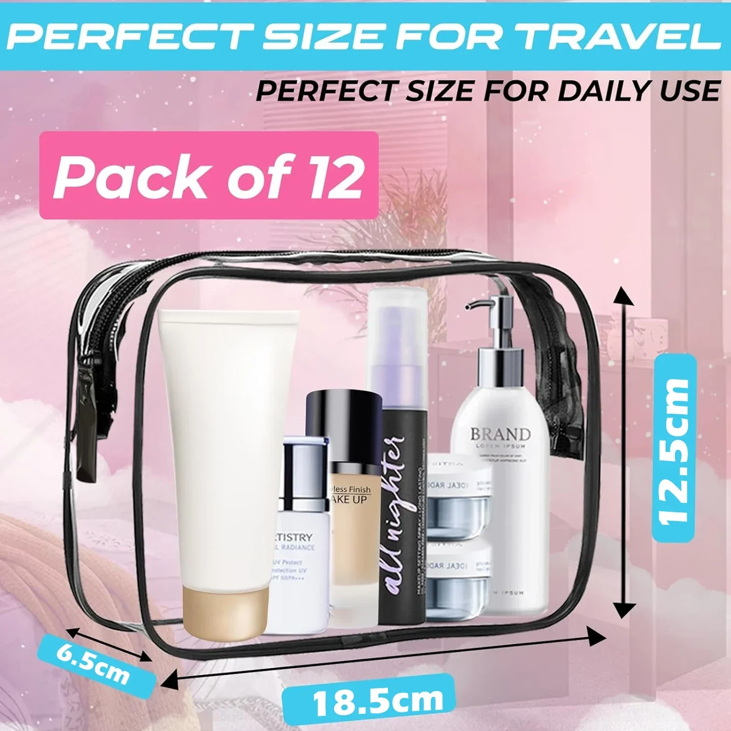 Simple Transparent Cosmetic Bag PVC Waterproof Clear Makeup Storage Case Travel Make Up Organizer Pouch Bath Toiletry Wash Bag