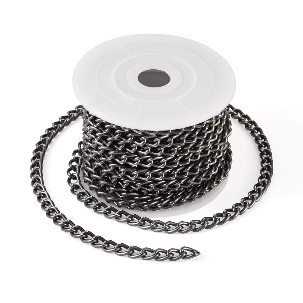 

5m/Roll Aluminum Curb Chains Electrophoresis Black Oval Link Chains For Jewelry Making Unisex Necklace Bracelet Accessories