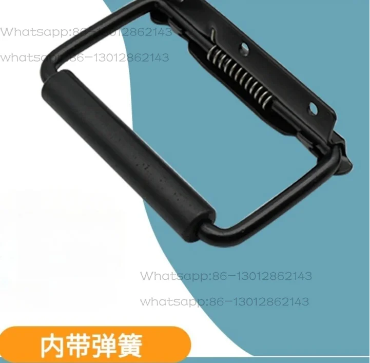 2pcs Black folding handle with return handle, U-shaped spring return hardware handle, rebound cabinet iron handle