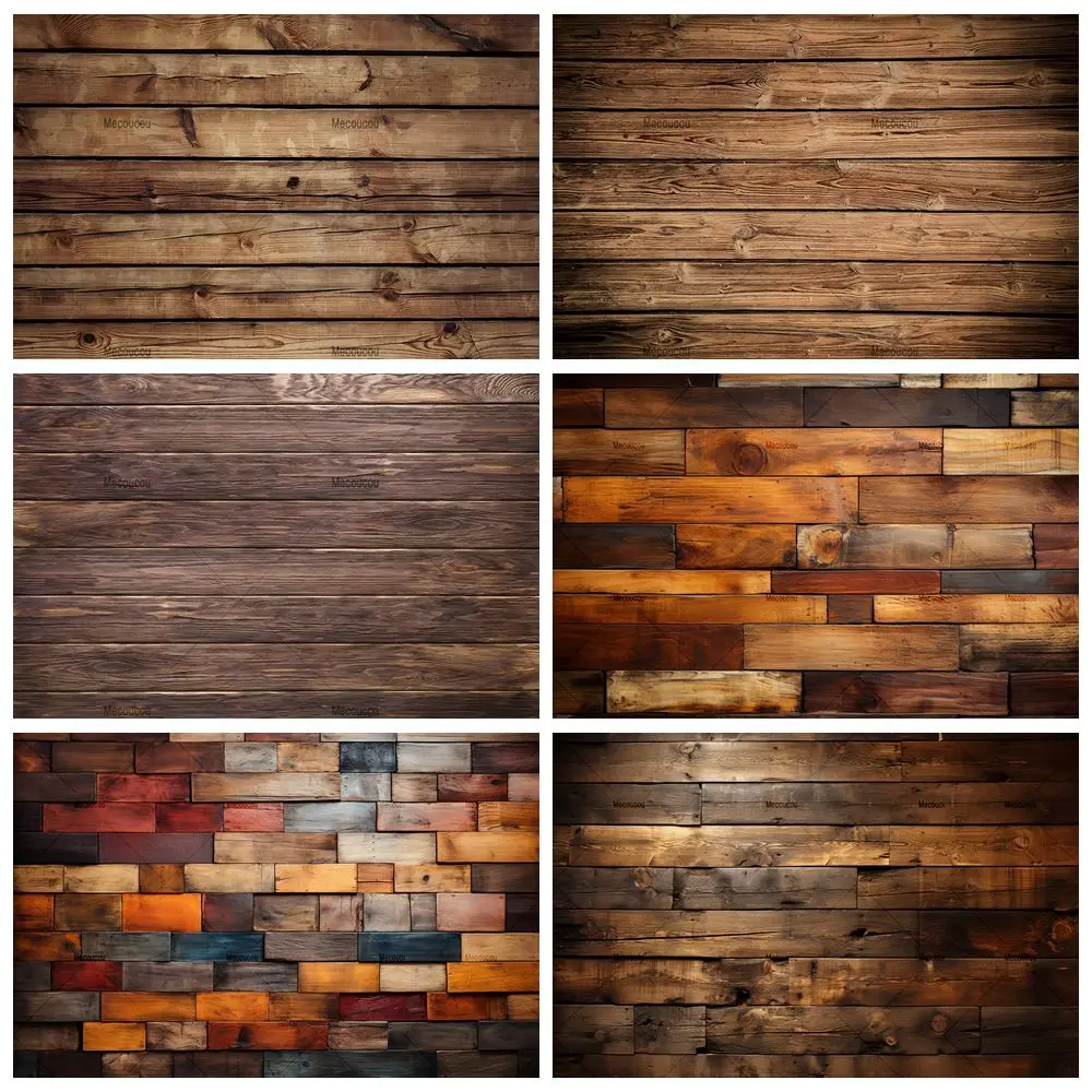 Wood Backdrops for Photography Vintage Worn Wooden Boards Background Brown Photo Wall Wrinkle Free Customized Photo Studio