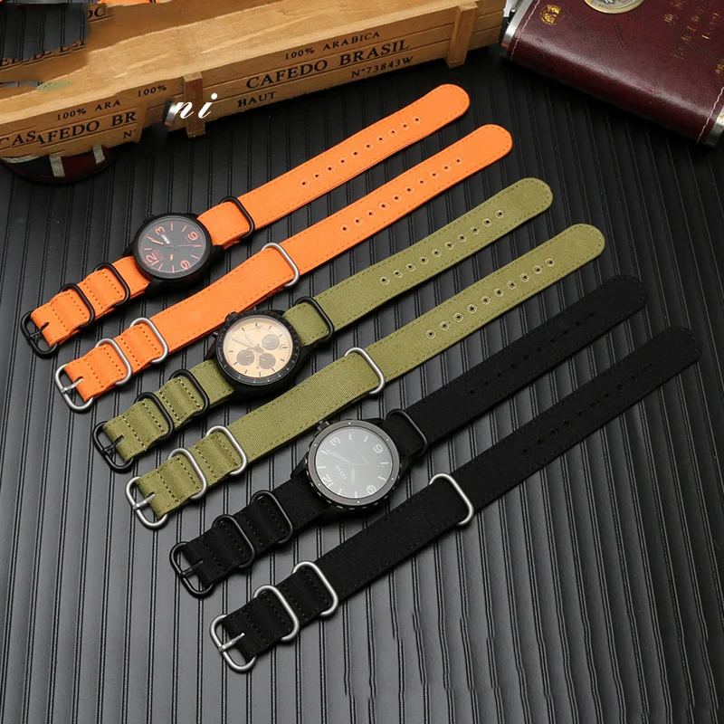 20 22 24mm men' Cotton canvas bracelet For any brand  Fabric Military watchband watch Climbing Sports wristband straps