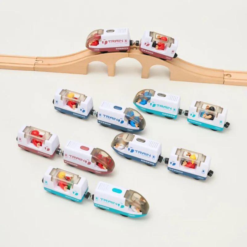 Battery Operated Electric Train Set Magnetic Electric Train Wooden Train Tracks Toys for Toddlers 3 4 5 Year Boys Girls Kids