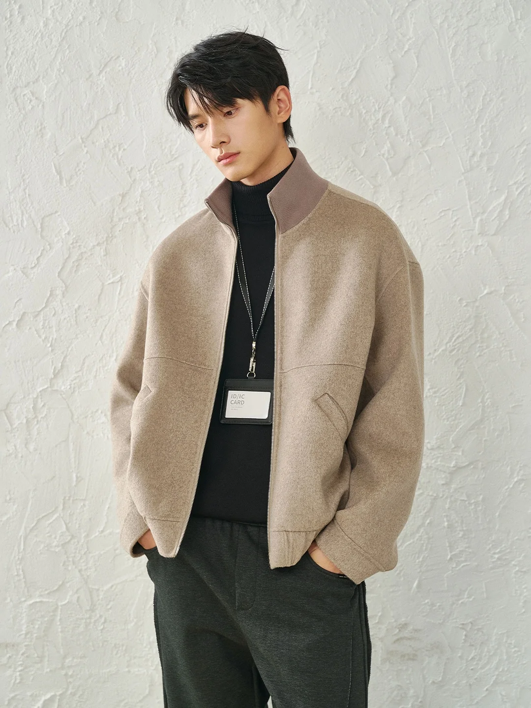 

Double-Sided Woolen Men's Jaet ort Casual Collar Leisure Outerwear Autumn Winter New Sle High-End Coat Youth Faion