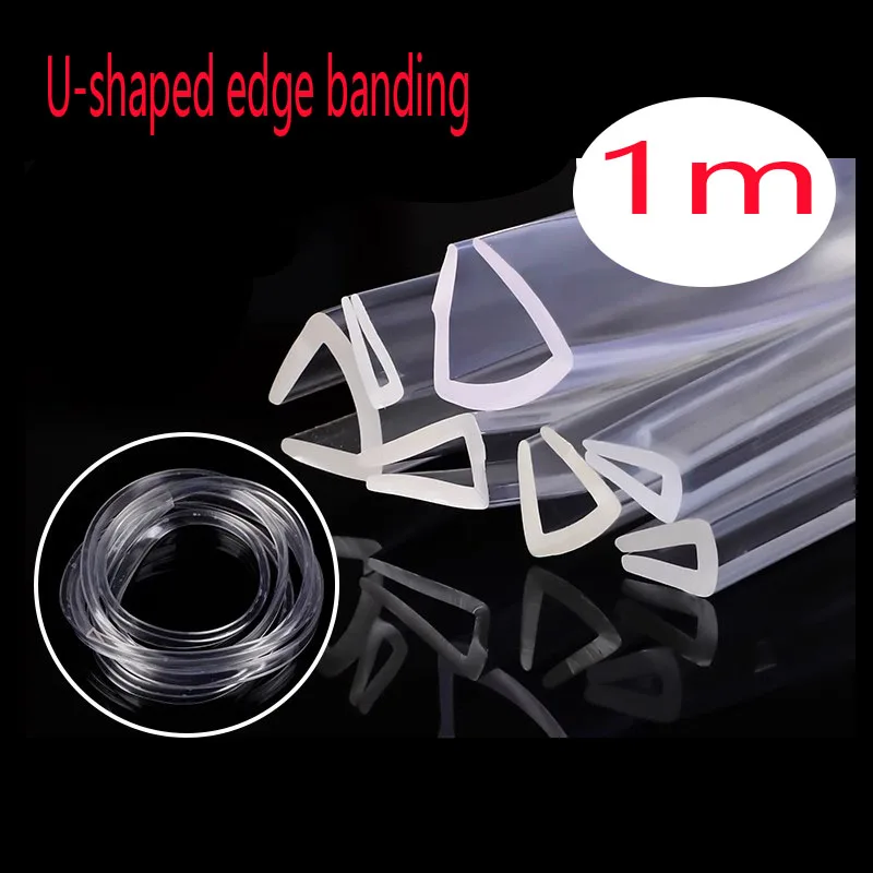 1m Transparent U-shaped sealing strip Glass table and chair wrapped edge anti-collision anti-cutting dust anti-slip rubber