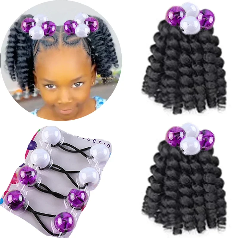 2pcs Large 20MM hair beads ponytail accessorie for kids 7inch  box braid elastic hair extension synthetic with big bubbles balls