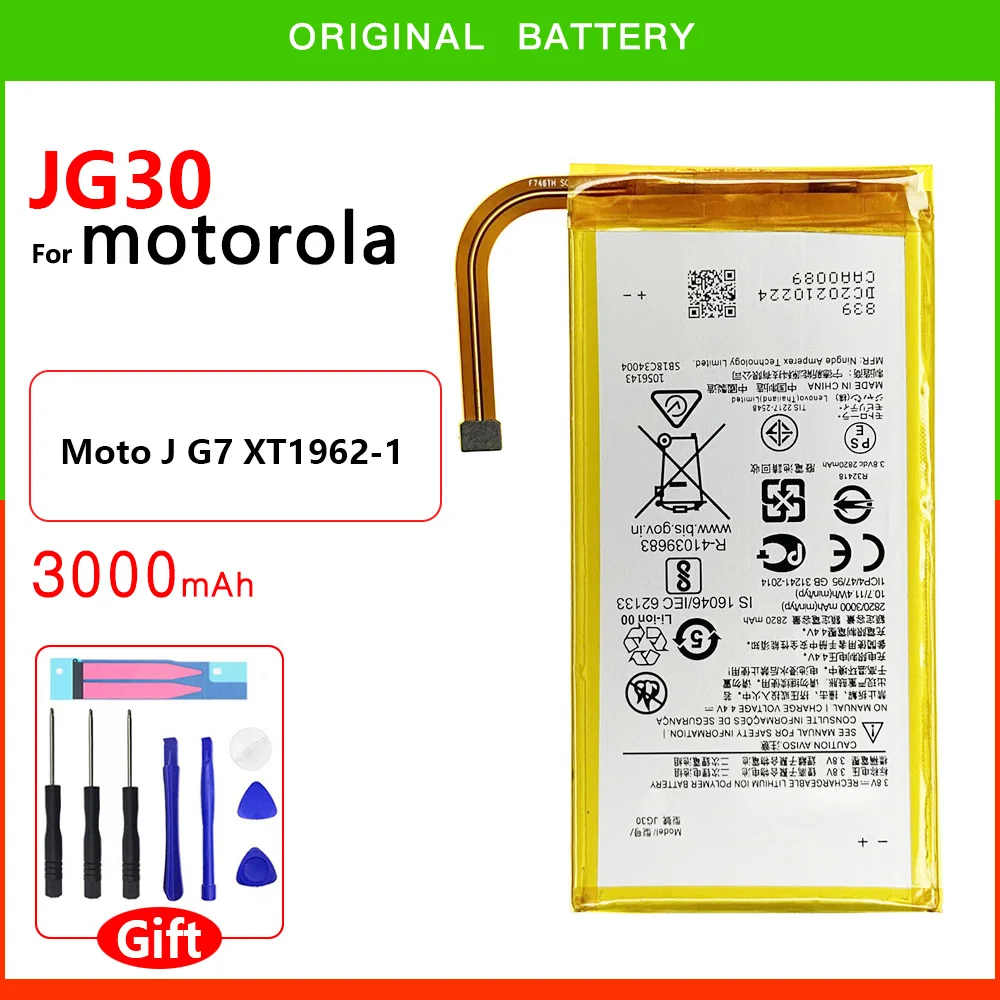 

100% Genuine Motorola New 3000mAh JG30 Battery For Motorola Moto J G7 XT1962-1 Good Quality Mobile Phone Batteries+Free Tools