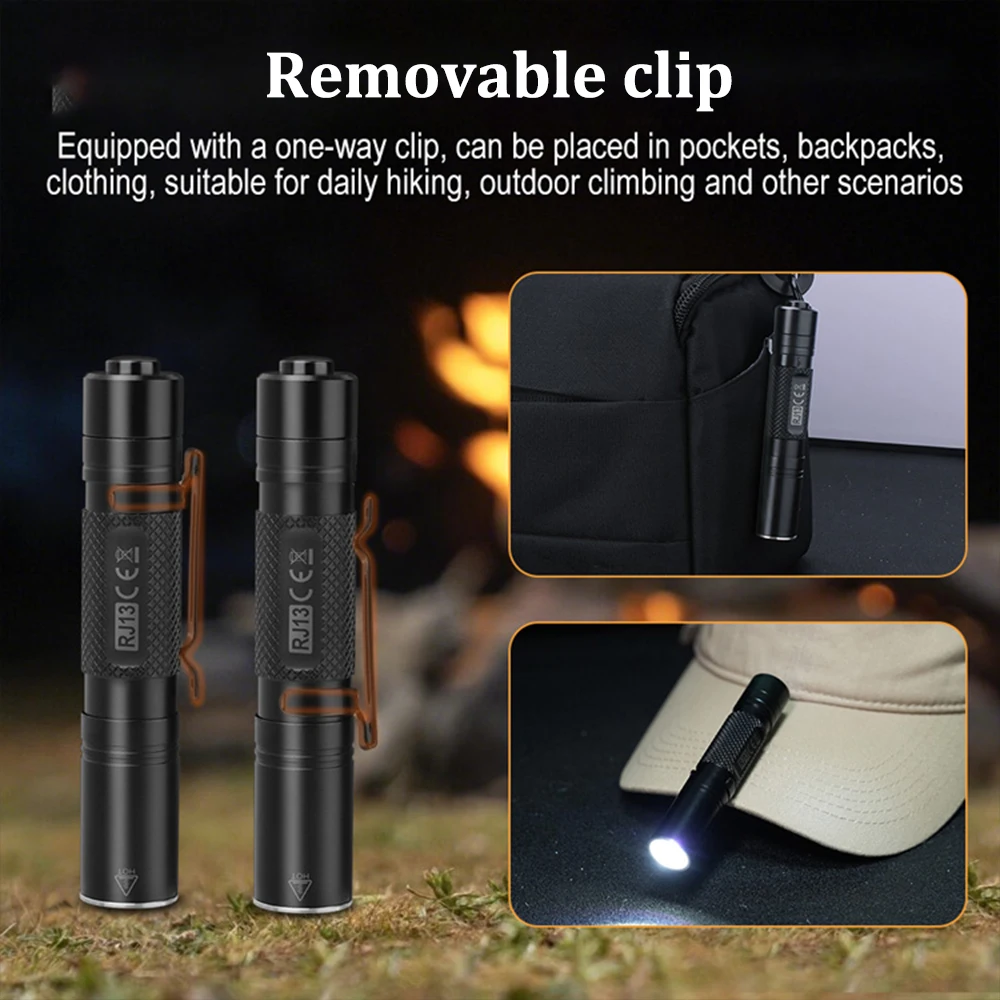 Amanfire RJ13 Keychain Flashlight 500LM Mini Torch 8W LED Light Waterproof IP66 Portable EDC Lighting