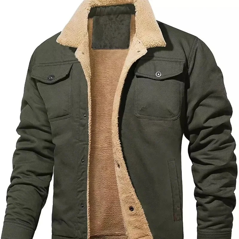 7 Colors!2024 Autumn and Winter New Men\'s Jackets with Velvet Cotton Workwear Casual and Handsome Jackets