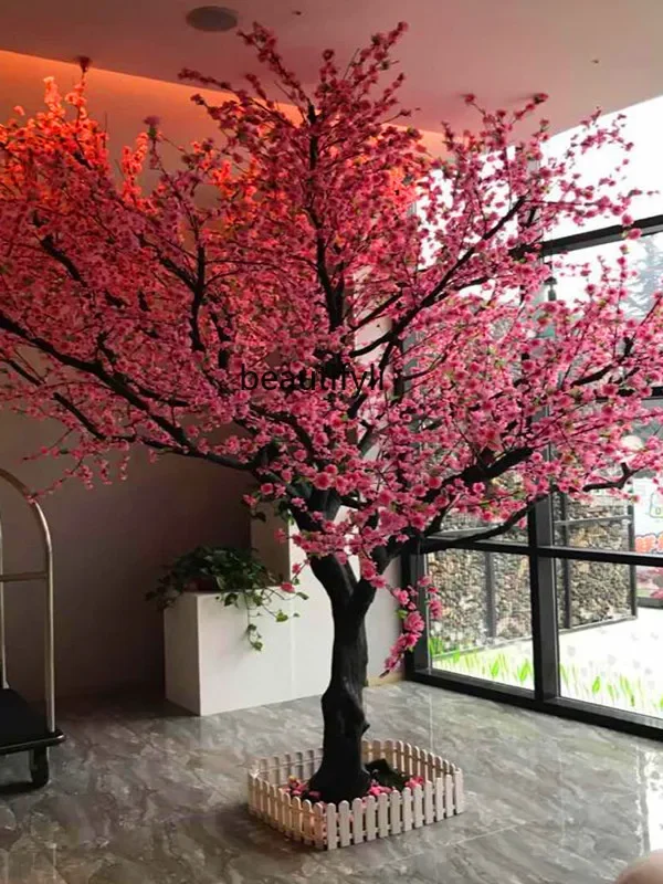 peach blossom tree living room simulation flower art window decoration fake tree ornament wedding landscaping indoor landscape