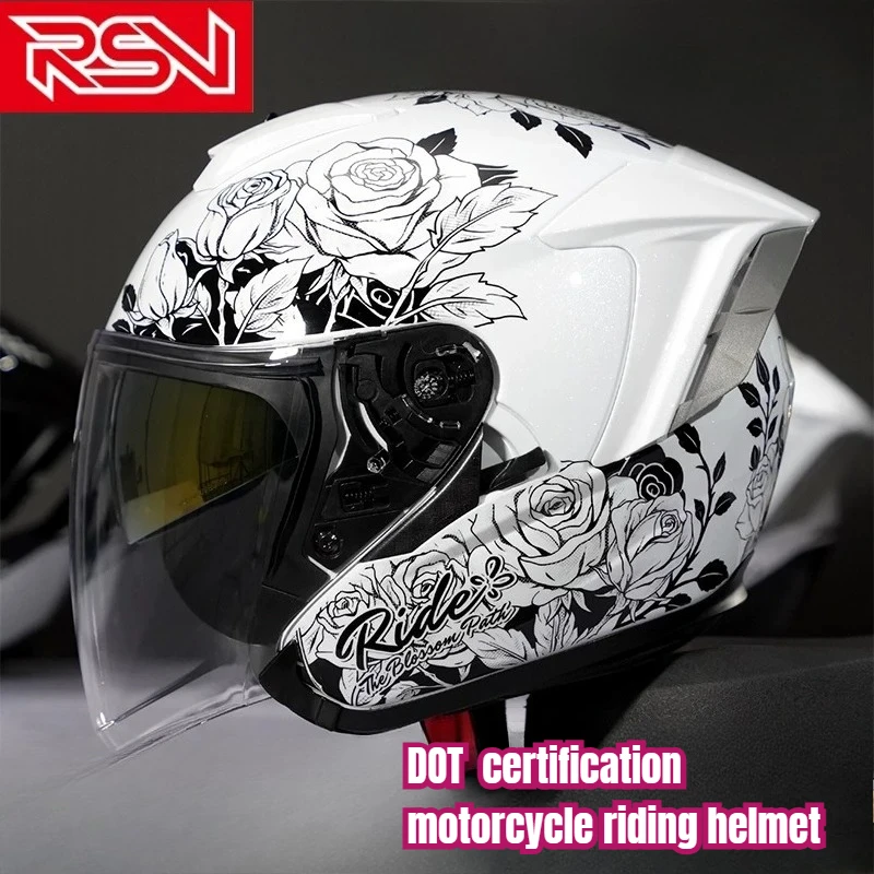 Lightweight Ventilated 3/4 Open Face Helmet for Men Women Summer Motorbike Scooter Half Helmet Open Face Casco Moto