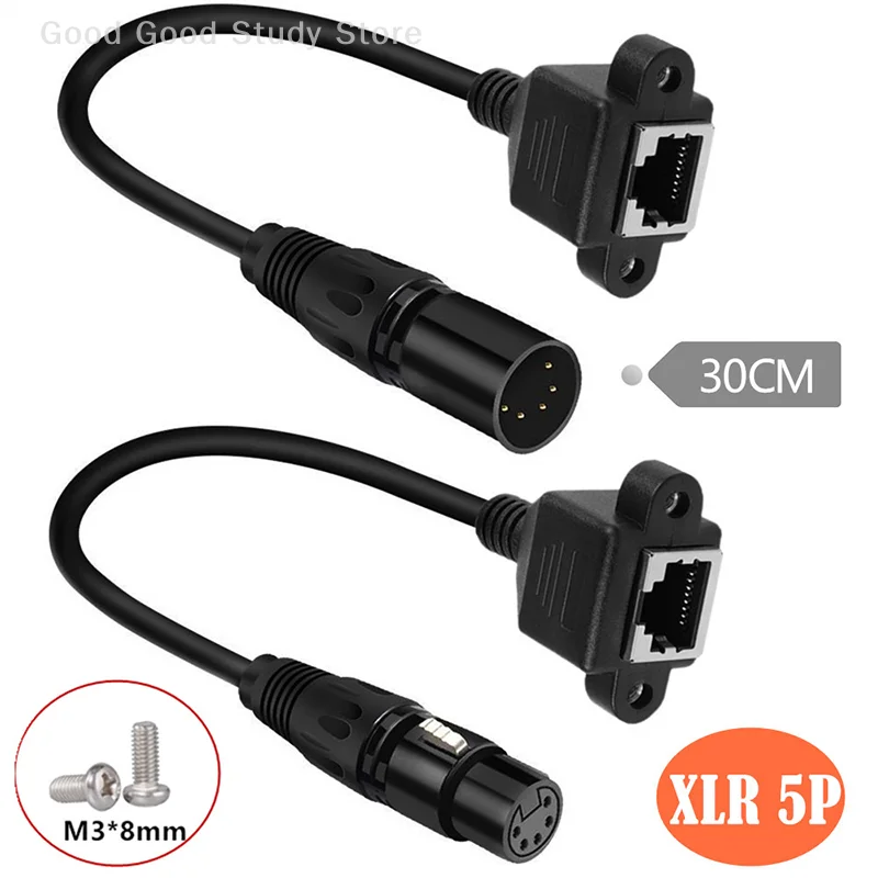 

XLR 5-контактный разъем «папа-мама» на RJ45 «мама» адаптер сетевой разъем удлинительный кабель для Cat5 Ethernet для серии контроллеров DMX-CON