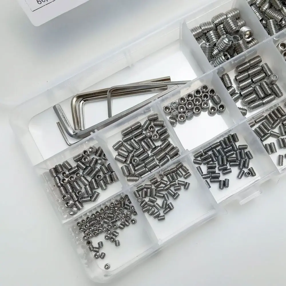 Durable Cup Point Grub Screws Stainless Steel Hex Socket Fasteners Assortment For Hardware Equipment With Allen Wrench