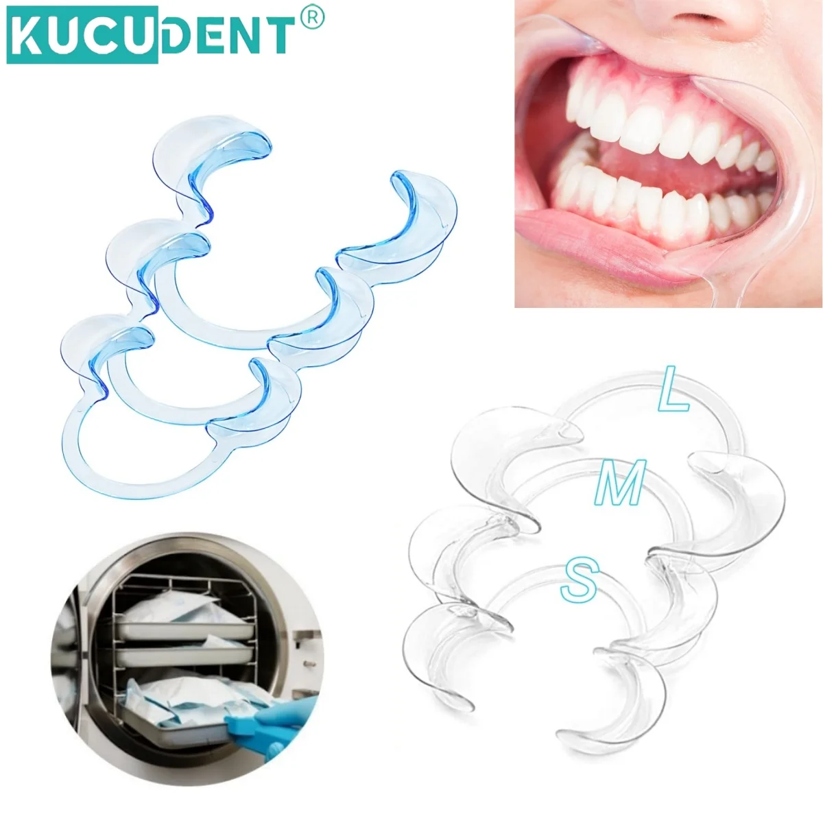 10Pcs C Shape Dental Mouth Opener Cheek Retractor Orthodontic Intraoral Spreader Dentistry Treatment Tool White/Blue