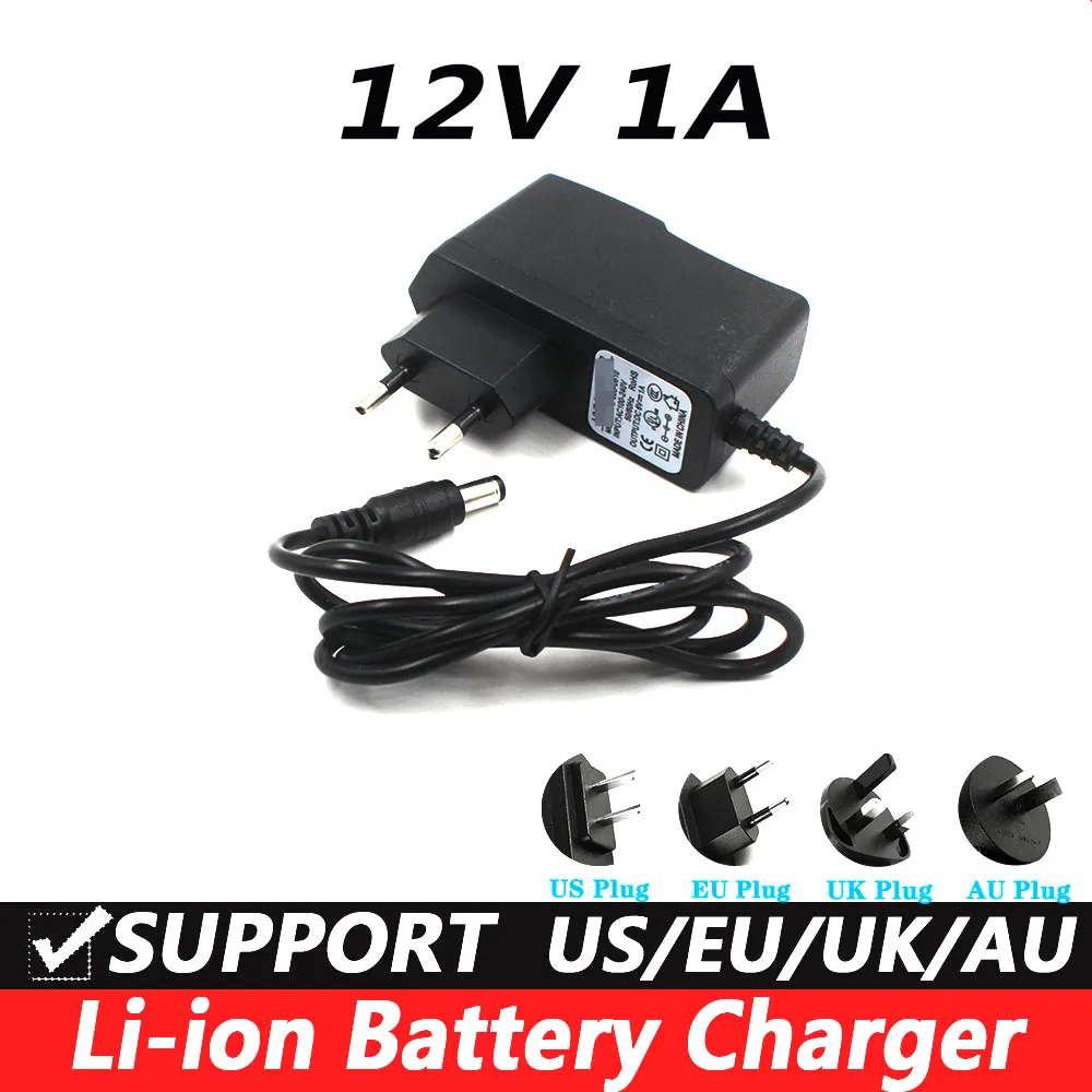 12V 1A Lithium Battery Charger 12V 1000MA Hand Drill Charger Fishing Light EU Plug US Plug 5.5*2.1MM