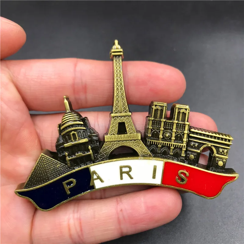 France Paris Metal 3D Cute Magnet Fridge Sticker London Vienna Russia Egypt Pyramid Dubai Fridge Magnet Decoration Home Souvenir