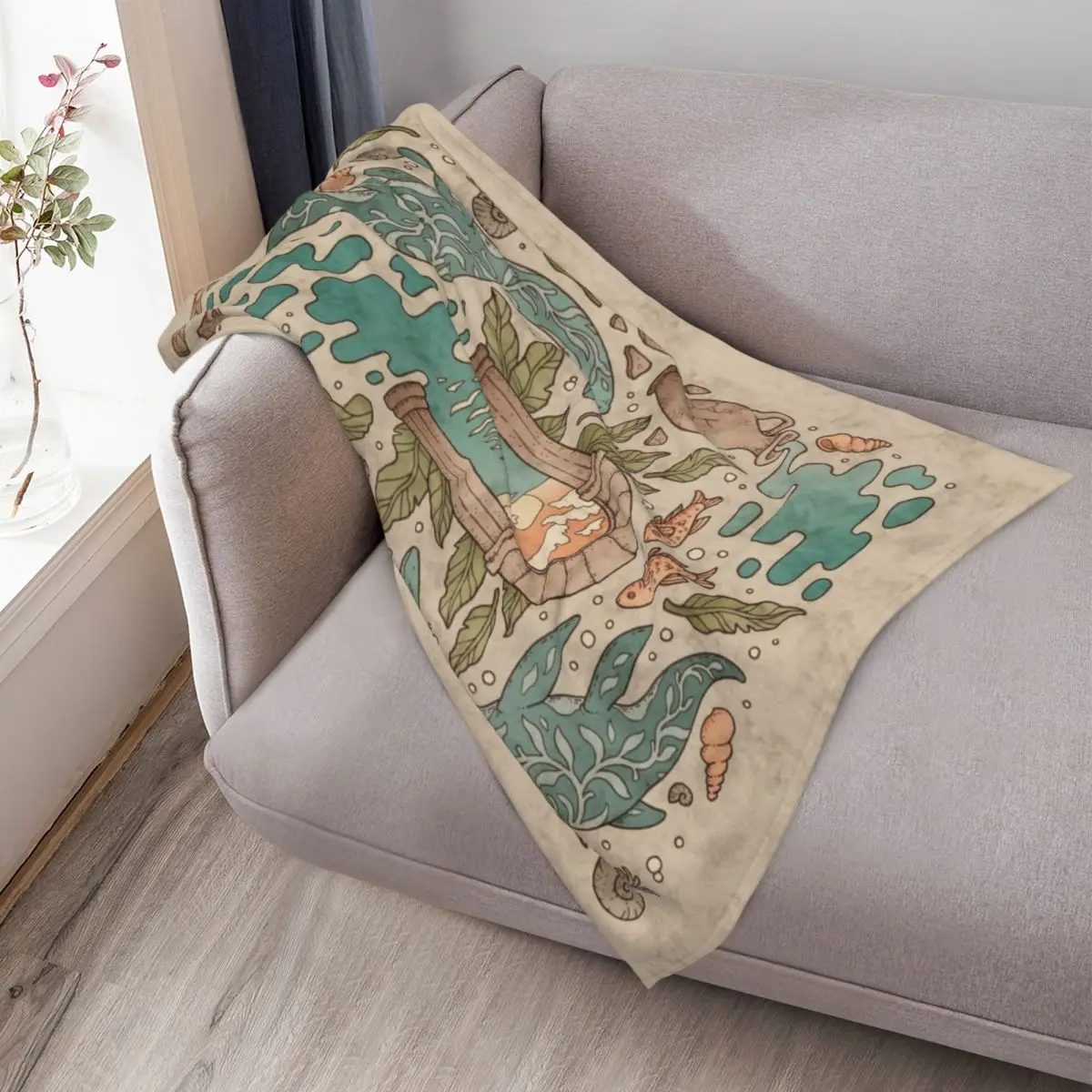 الجنة Panthalassa التاريخ الطبيعي المحيط الخيال الفن رمي بطانية السرير يغطي الثقيلة للنوم البطانيات أنيمي الزخرفية #3