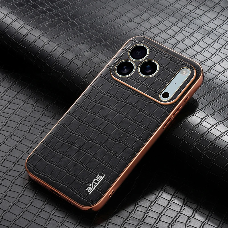 Für iPhone 17 Pro Max 17 Pro Air Case 3D Krokodil Textur PU Leder Überzug Stoßstange Volle Kamera Schutz Soft Cover Shell
