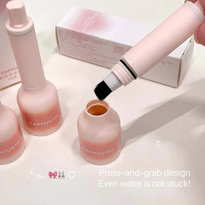 Cappuvini พีชสีชมพู Plush Press-on Water ดินสอเขียนคิ้วกันน้ําและรอยเปื้อนสร้าง Natural Soft Mist คิ้ว