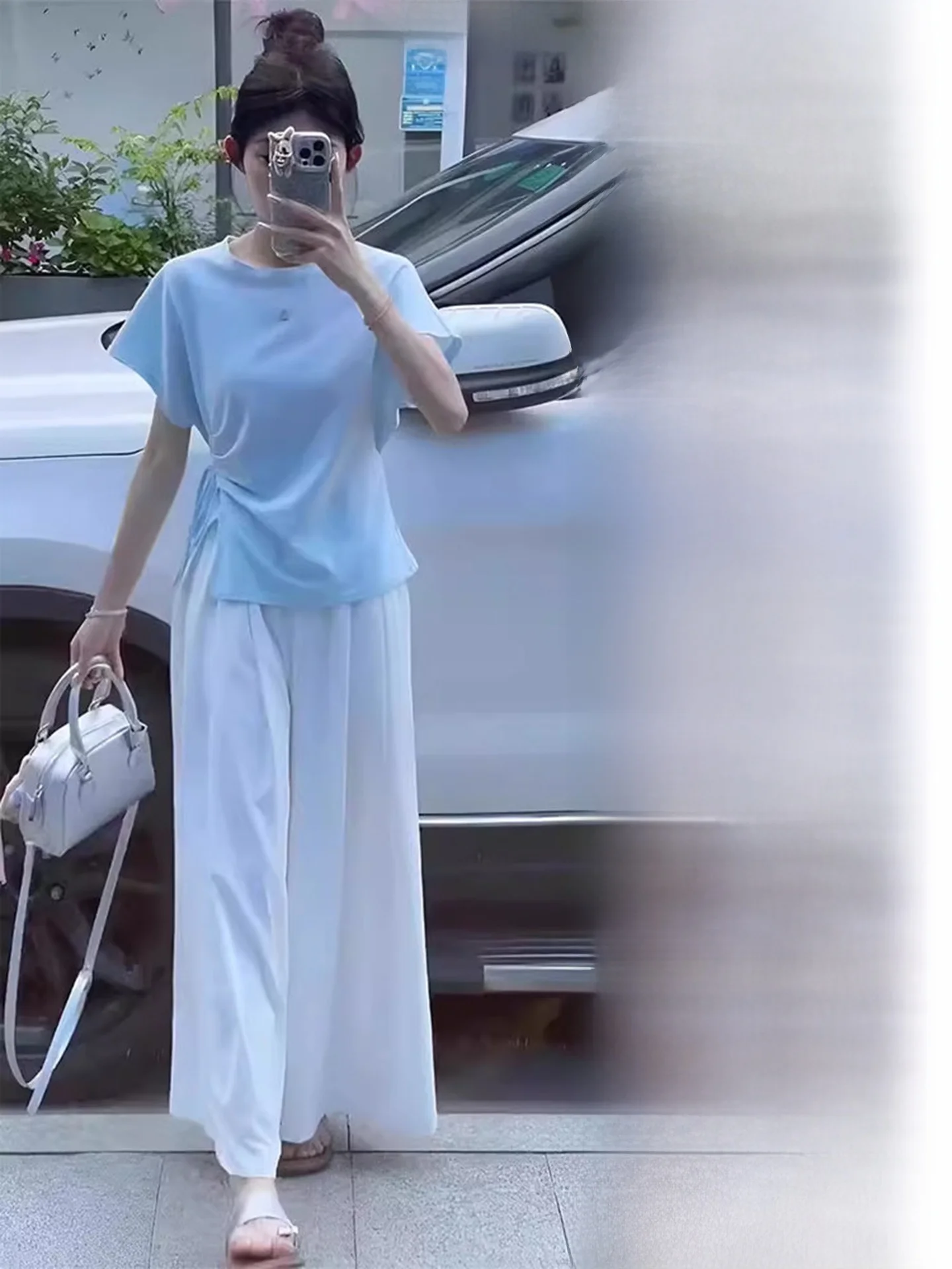 Summer 2026 Women's  Style Loose Feelings Set Short Sleeve T-Shirt High Waist Wide Leg Pants Two-Piece Set Breathable Li...
