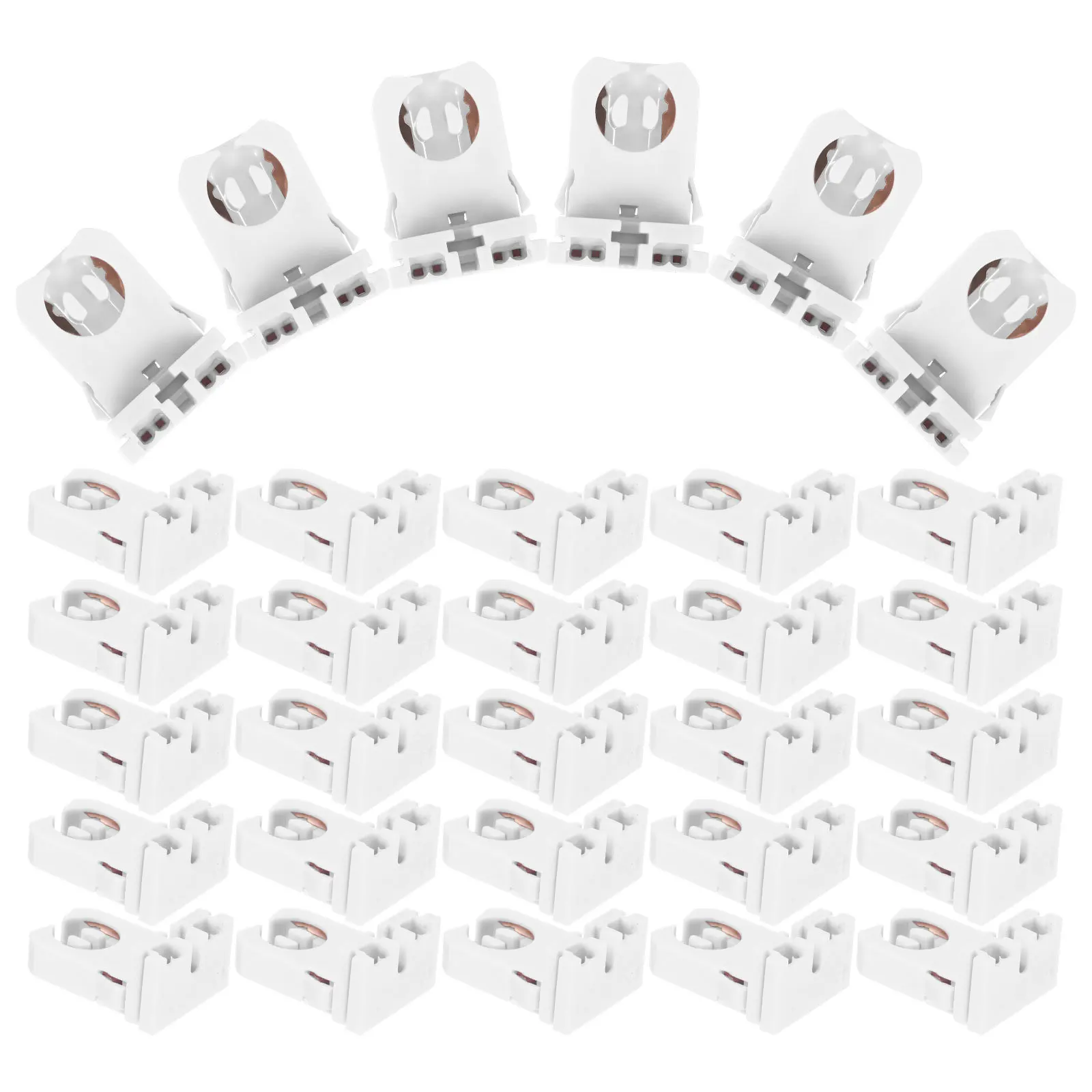 

30Pcs Plug-in Lamp Holder Socket Solid Pc Material Energy Saving Fluorescent Tube Light Socket Replacement T12 LED Tube