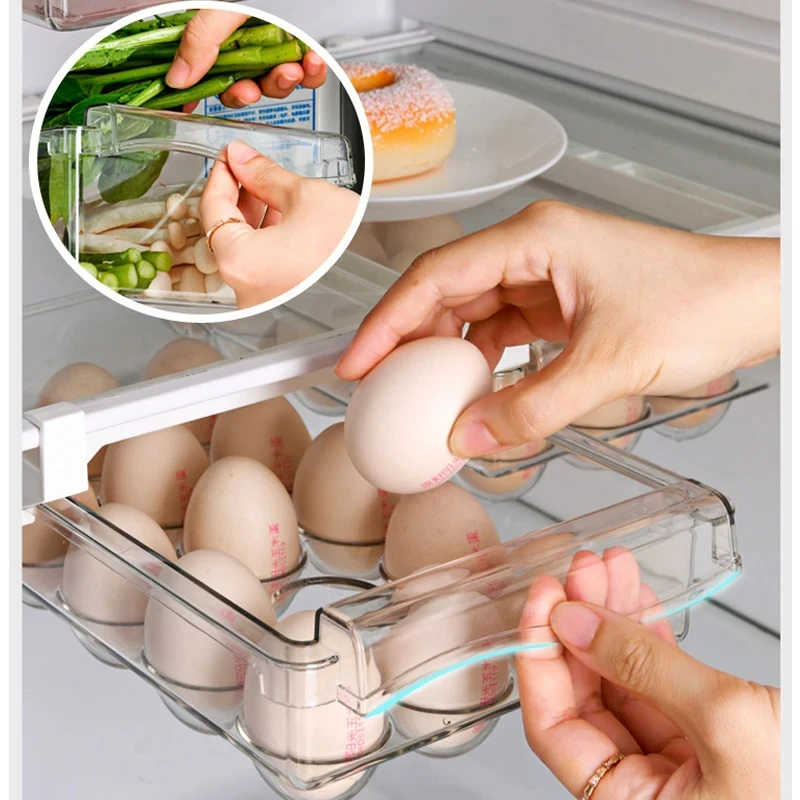 Kitchen Fridge Organizer Transparent Fruit Egg Food Storage Rack Under-shelf Refrigerator Storage Box Kitchen Organizer