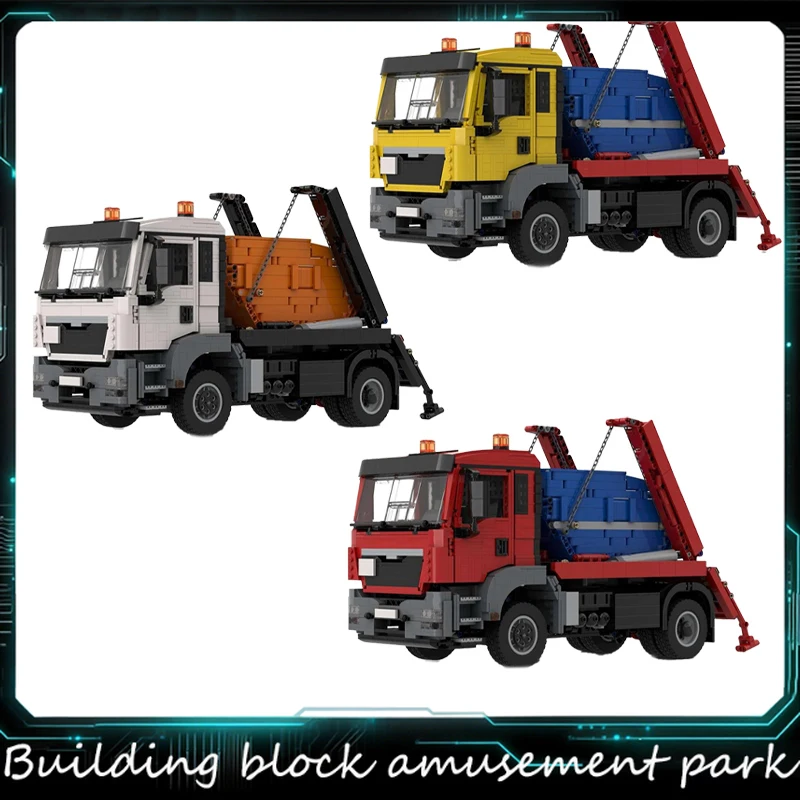 New MOC City Engineering Series Jump Bucket Container Truck Container Model Technology Building Blocks Creative Kid Toys Gifts
