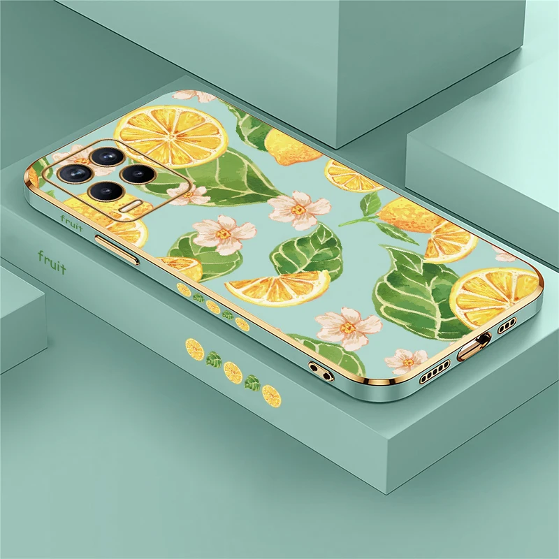 

Мягкий силиконовый чехол для телефона OPPO Realme 8 Pro 7 5G 6s 5s 8i 7i 6i 6 Pro 5 5i Роскошный фруктовый оранжевый узор Задняя крышка