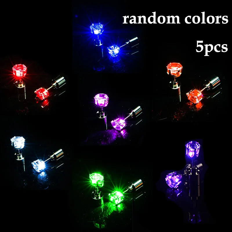 NONE 1/5 Paar LED-Ohrringe für Bar und Club, Leuchtende Ohrringe für Mädchen und Frauen, Ohr-Accessoires, Leuchtende Bling-Ohrstecker, Gogo-Tanz Modeschmuck 7