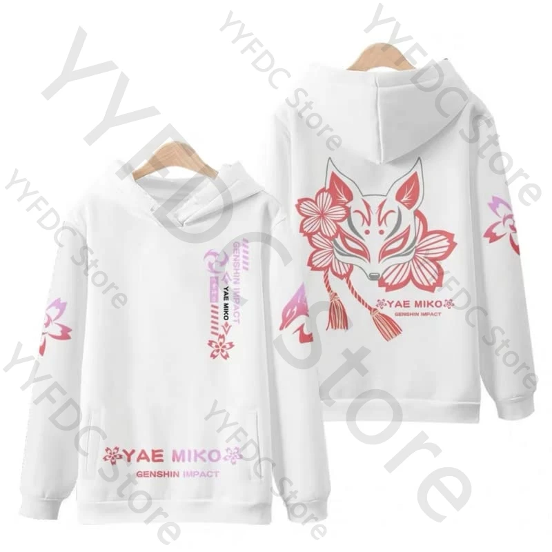 New Genshin Impact Yae Miko 3D Print Hoodies Men Women Autumn Fashion Game Cartoon Hoodies Sweatshirt Autumn Hooded Pullovers